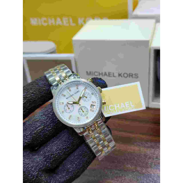MK Two-Tone Chronograph Watch silver and gold-tone