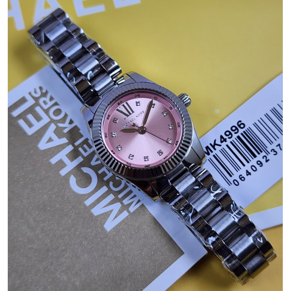 MK Women's Pink Dial Stainless Steel Analog Watch