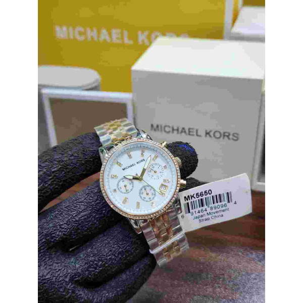 MK Darci Two-Tone Crystal Chronograph Women's Watch