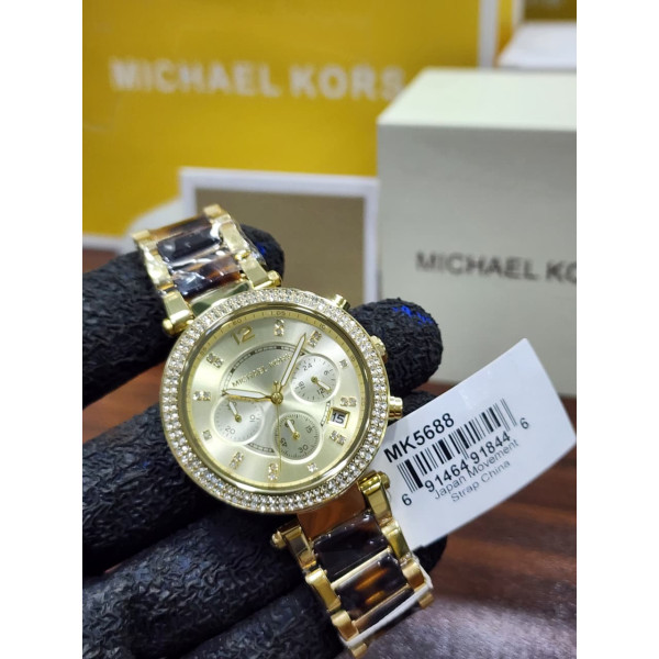MK women's chronograph watch champagne dial