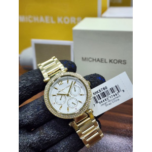 MK women's watch featuring a polished gold-tone stainless-steel bracelet
