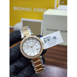 MK women's chronograph two-tone gold and silver-tone stainless-steel bracelet watch