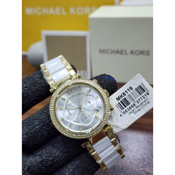 MK Women’s Chronograph Watch gold-tone stainless steel bracelet