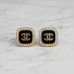 Chanel CC Halo Onyx Square Stud