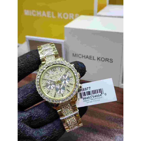 MK Gold-Tone Crystal Chronograph glamorous women's watch