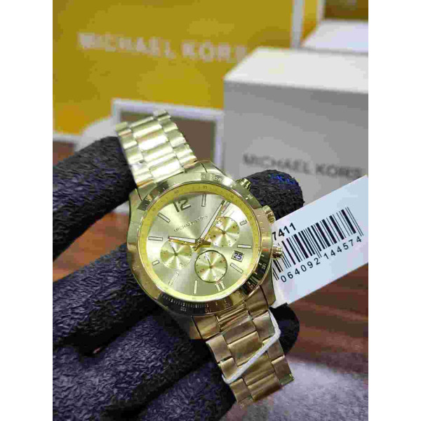 MK Gold-Tone Chronograph Watch with Champagne Dial