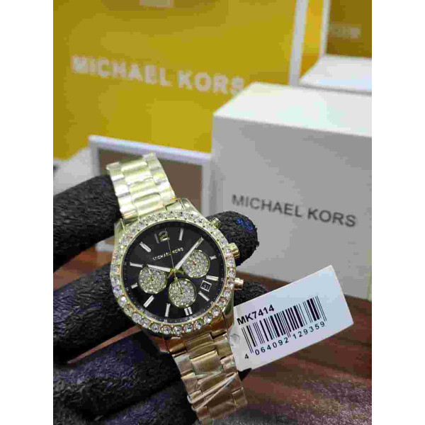 MK Gold-Tone Crystal Multifunction Women's multifunction watch