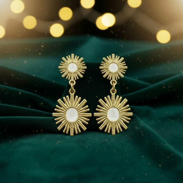Sunburst Mother-of-Pearl Drop Earrings