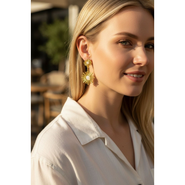 Sunburst Mother-of-Pearl Drop Earrings