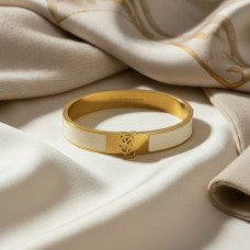 YSL Monogram White Enamel Bangle