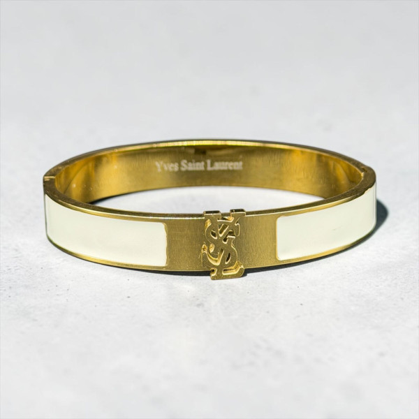 YSL Monogram White Enamel Bangle