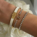 Tory Burch Reva White Enamel Logo Bangle