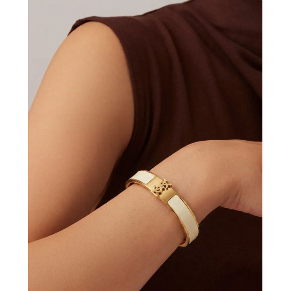 YSL Monogram White Enamel Bangle