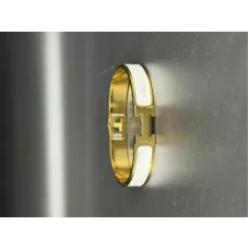 Hermes H-Link Stark White Enamel Bangle