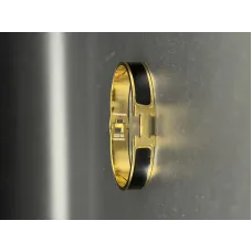 Hermes H-Link Midnight Onyx Enamel Bangle