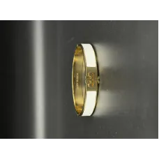 Tory Burch Reva White Enamel Logo Bangle