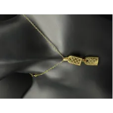 LV Monogram Embossed Double Tablet Necklace