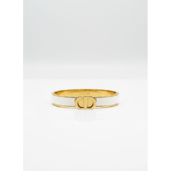 Dior CD Logo White Enamel Slim Bangle