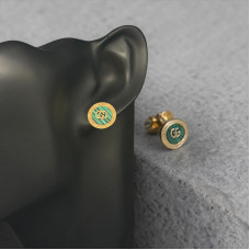 Gucci Interlocking G Green Malachite Stud