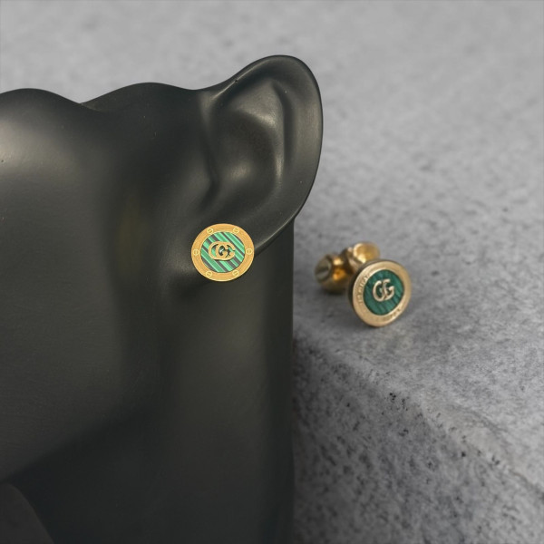 Gucci Interlocking G Green Malachite Stud