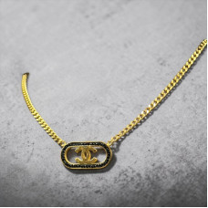 Chanel CC Midnight Crystal Oval Necklace