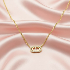 Dior CD Crystal Halo Oval Necklace