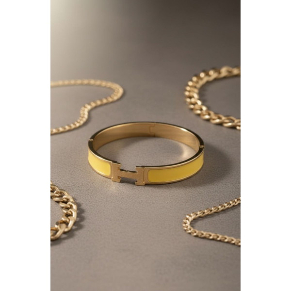 Hermes H-Link Marigold Enamel Bangle