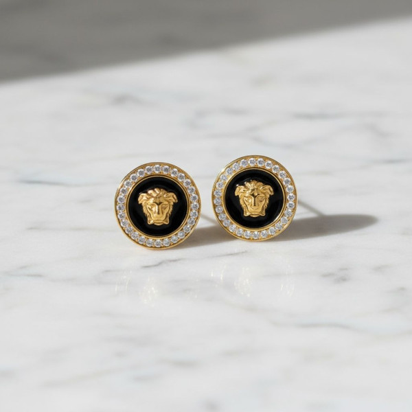 Versace Medusa Noir Halo Stud